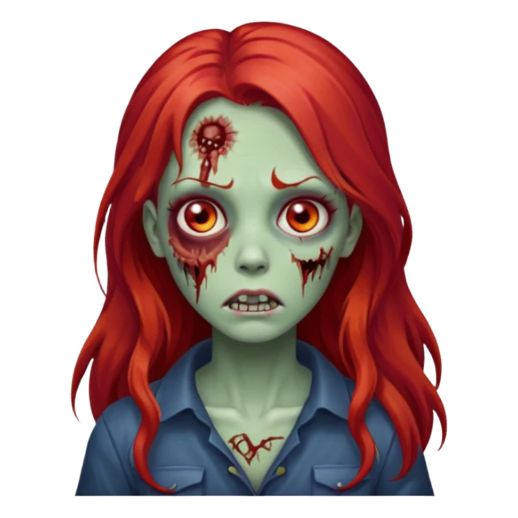 garota zumbi com o cabelo vermelho longo  sticker