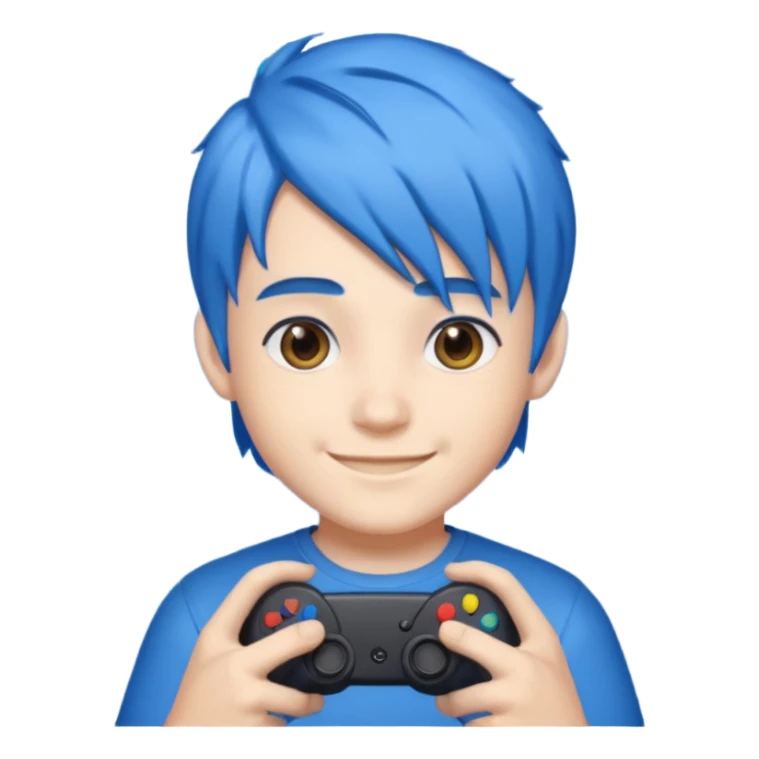 blue gamer Boy happy blue hair sticker