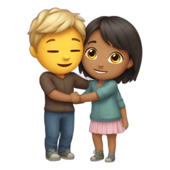 Cute boy and cute girl hugging  sticker