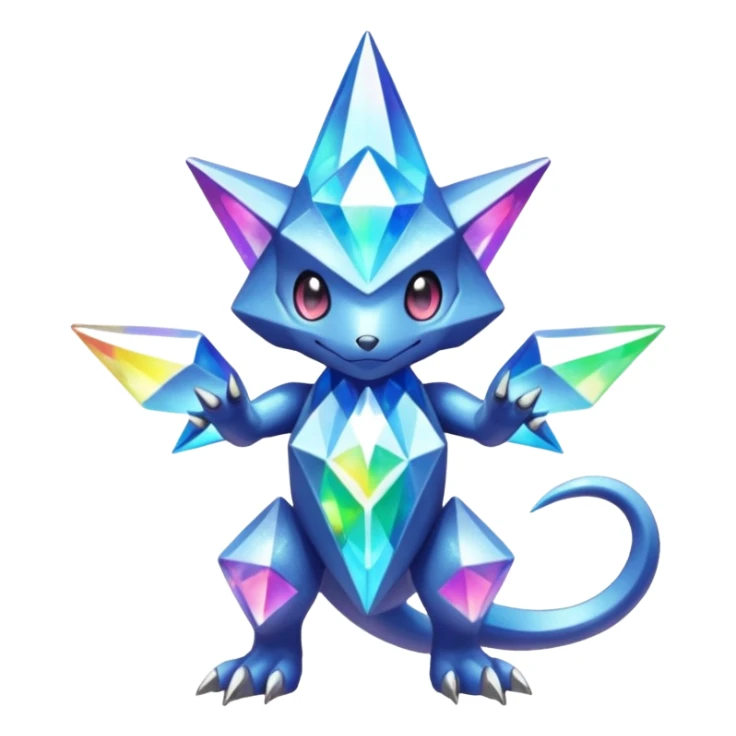 Glitter-dusted Crystaline Light-refracting Prismatic Pokémon-Fakémon-Digimon-Creature, (full body) sticker
