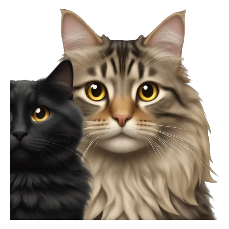 a long haired tabby full body and black cat sticker