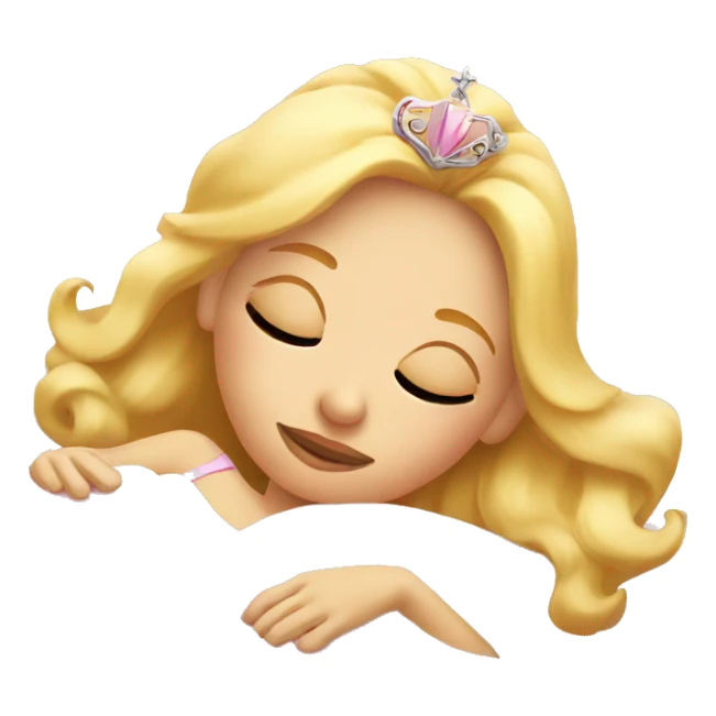 Sleeping blonde princess in pink bed  sticker