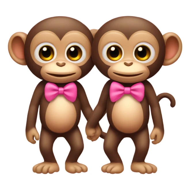 two monkeys in love, one is wearing a pink bow  sticker