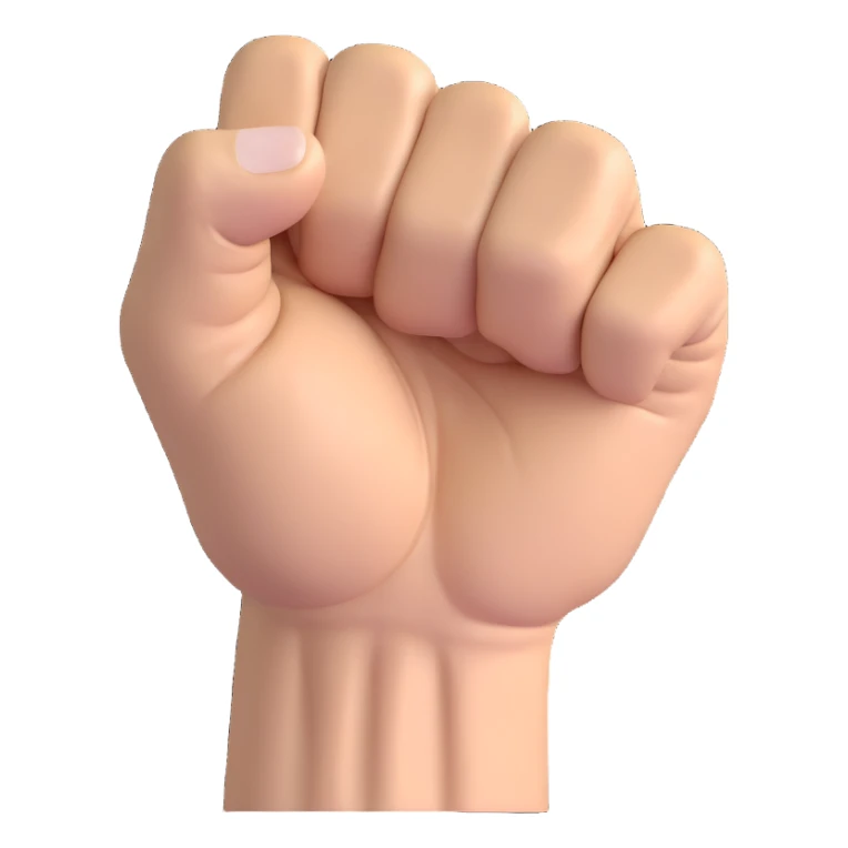 an elderly wrinkled white fist, 3D rendered style sticker