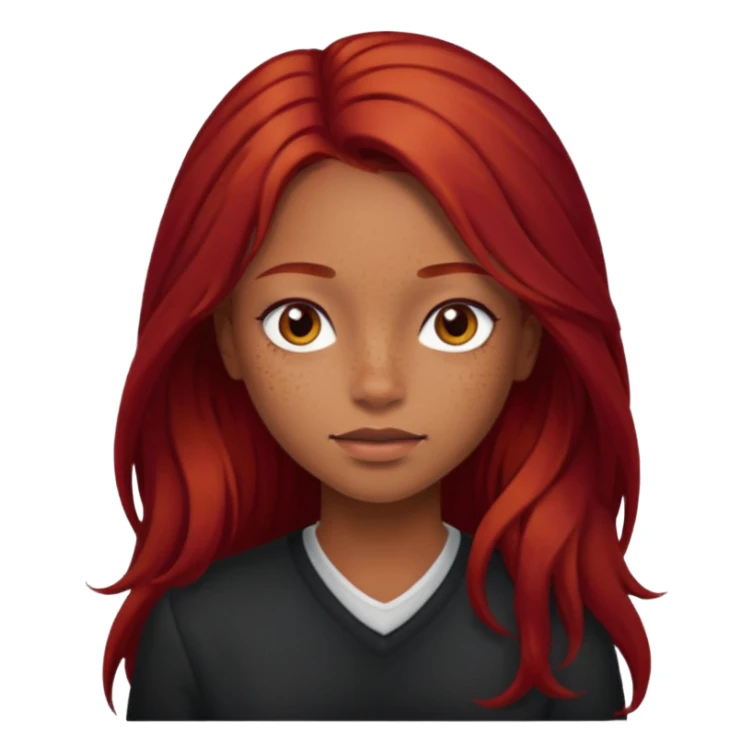 Girl with light brown skin and dark long red hair sticker