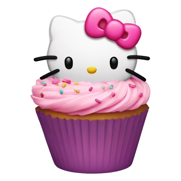 Hello kitty cupcake with pink frosting and sprinkles  sticker
