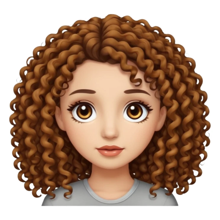 curly hair dark brown eyes and long lashes with and light  skin sticker