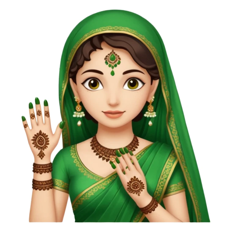 bride in mehendi Ceremony in green saree sticker