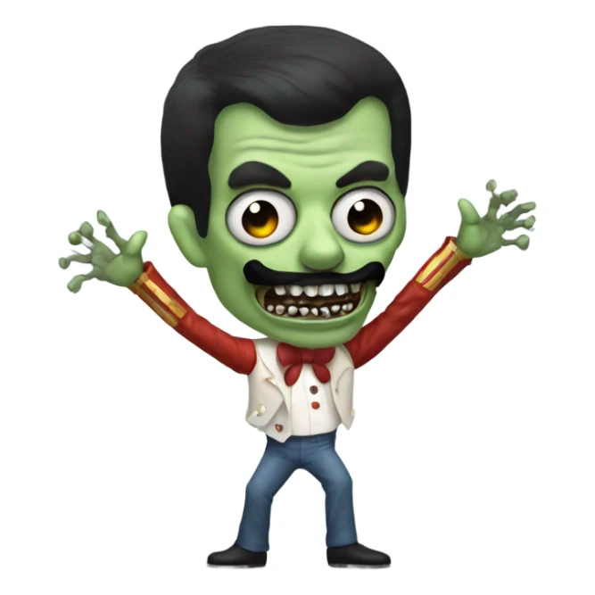 freddie mercury zombie with moustache dancing sticker