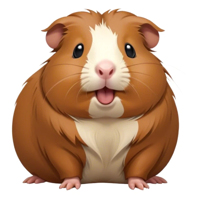 Cinematic Cute Yawning Brown Guinea Pig Portrait Emoji, Head tilted slightly with a dramatic, wide-open yawn, revealing a soft brown coat and tiny, droopy ears, round dark eyes barely open in drowsy contentment, Simplified yet irresistibly adorable features, highly detailed, glowing with a soft, cozy glow, high shine, relaxed yet expressive, stylized with a touch of whimsy, bright and endearing, soft glowing outline, capturing the essence of a sleepy yet affectionate guinea pig, so drowsy it feels like it could stretch out of the screen and curl up for a nap! sticker