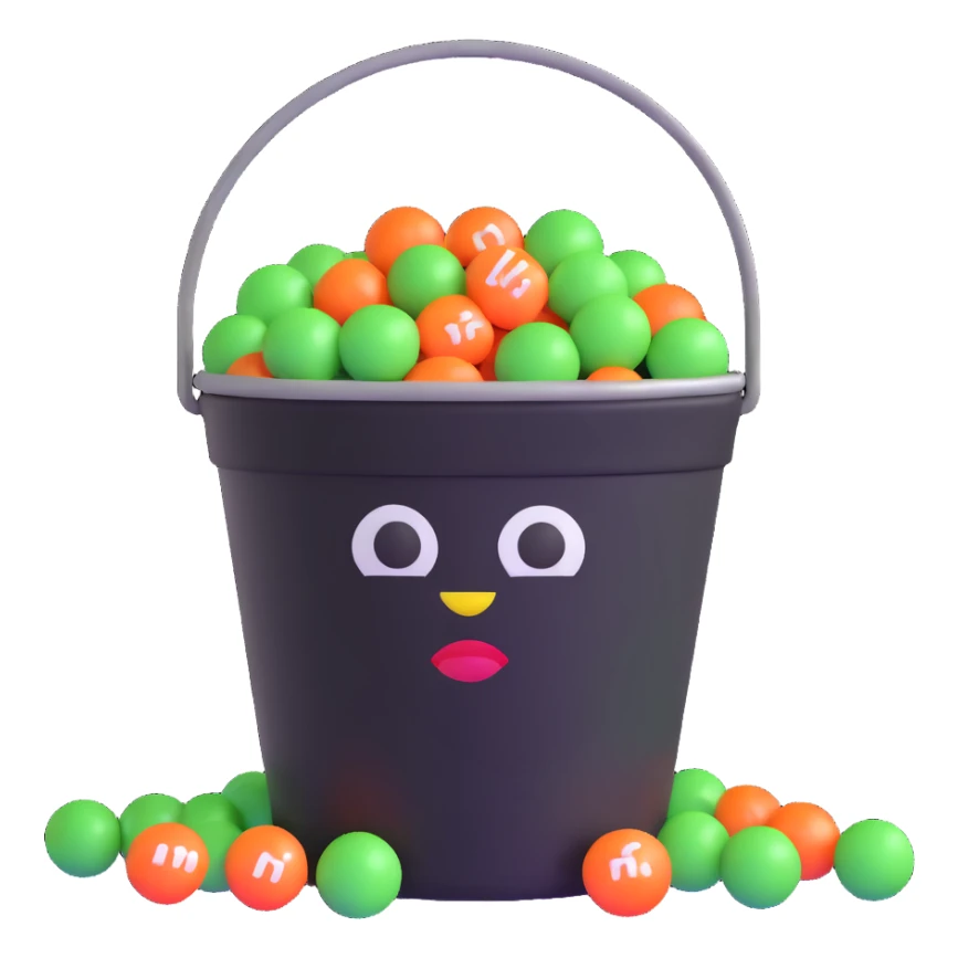 KFC bucket with a green M&M character sitting inside it sticker