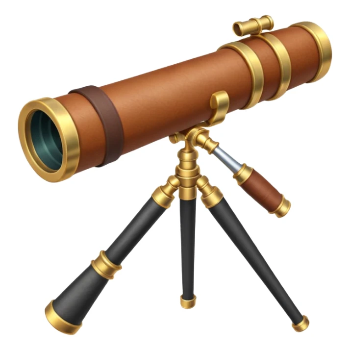 pirate spyglass object icon, brass telescope, leather grip, 3D cartoon, mobile game icon style, centered, clean background, no text, no watermark
 sticker