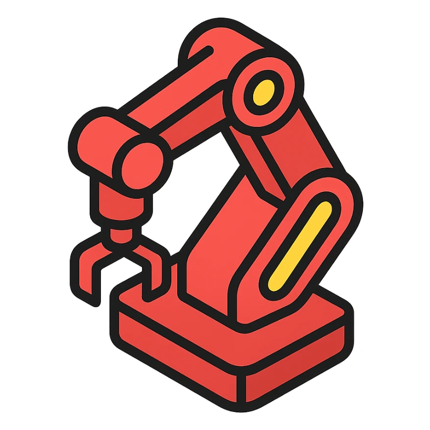 red cobot, icon style, simple and clean, isometric view sticker
