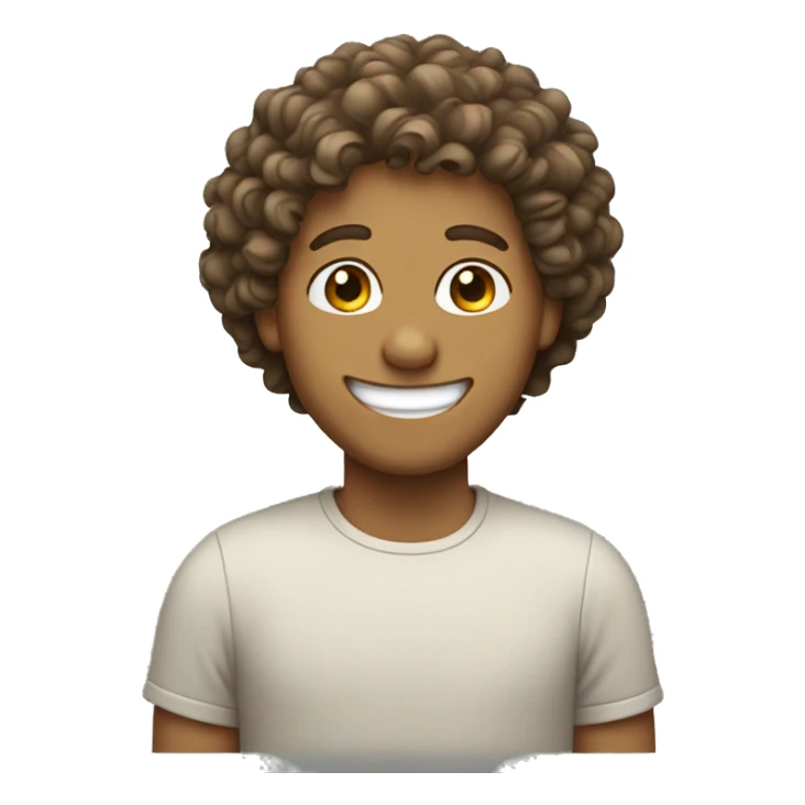 A tan guy smiling with curly hair and smile lines sticker