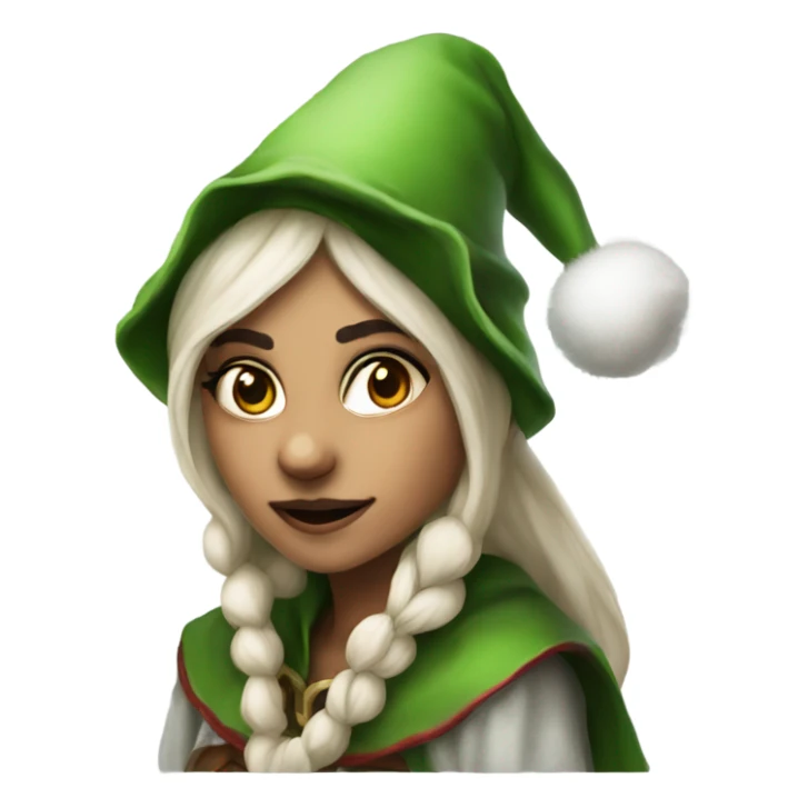 rogue female elf fantasy wearing santa hat sticker