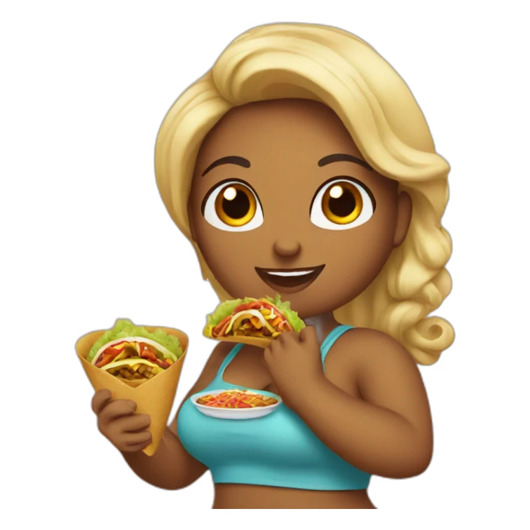 Curvy girl eating tacos on valentines  sticker