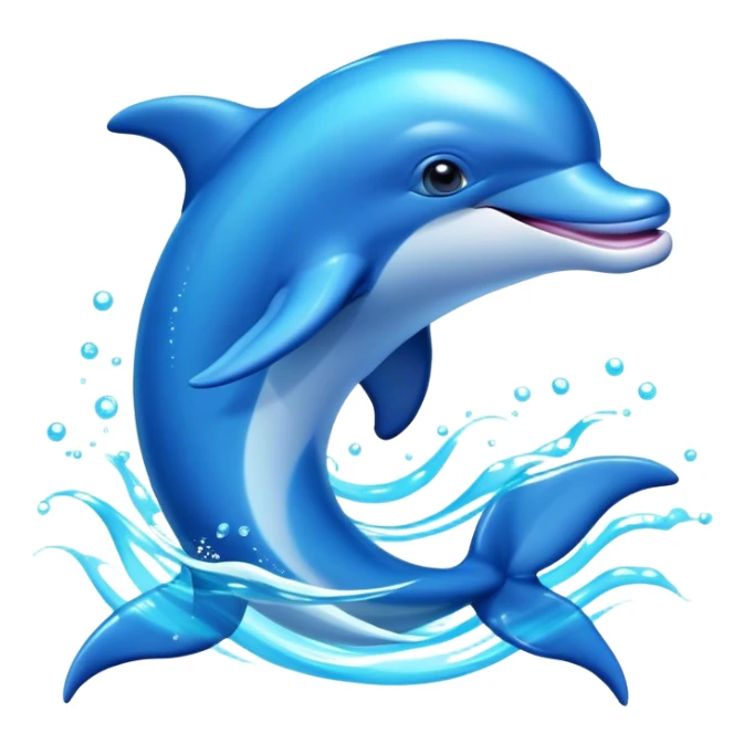 Cinematic Adorably Playful Dolphin Portrait Emoji, Bouncing joyfully through sparkling turquoise waves with a sleek, streamlined body of glossy blue skin, a wide, infectious smile, and bright, twinkling eyes that radiate pure delight, Simplified yet charmingly exuberant features, highly detailed, glowing with a radiant, bubbly aquatic glow, high shine, energetic and heartwarming, stylized with an air of whimsical ocean fun, soft glowing outline, capturing the essence of a super cute dolphin that seems ready to leap out of the screen spreading joy! sticker