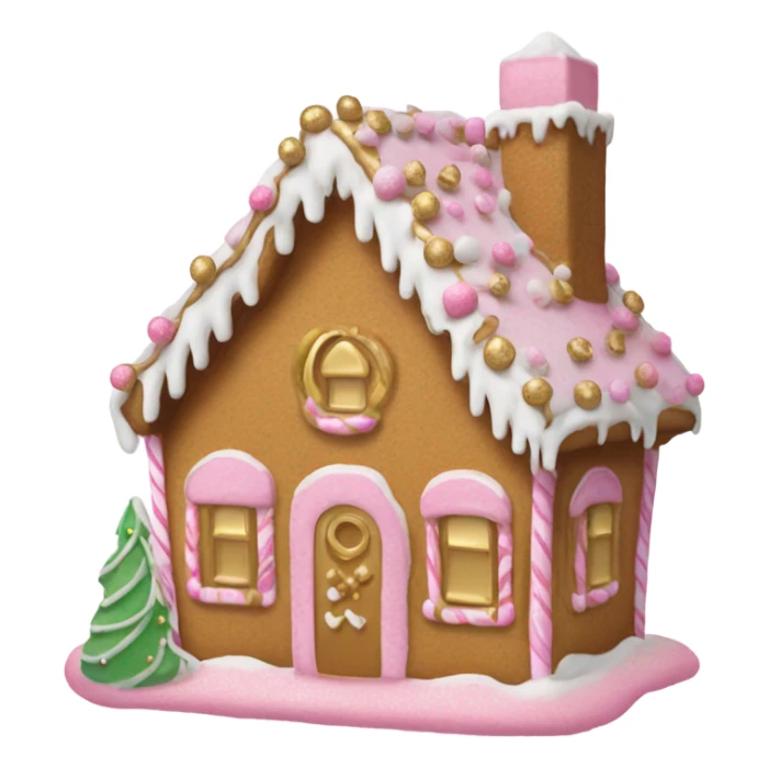 light pink and gold and white gingerbread house sticker