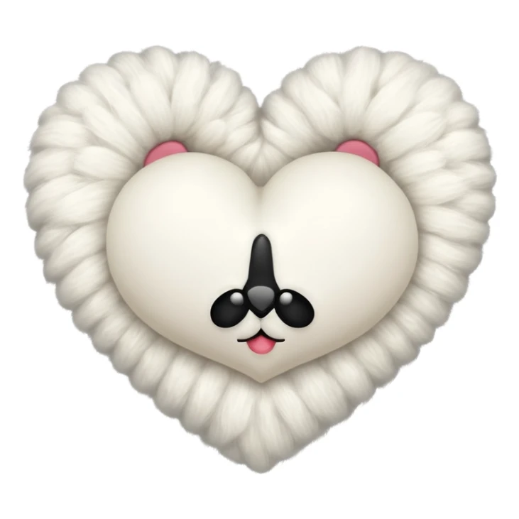 white fur heart, large clumps of wool sticker