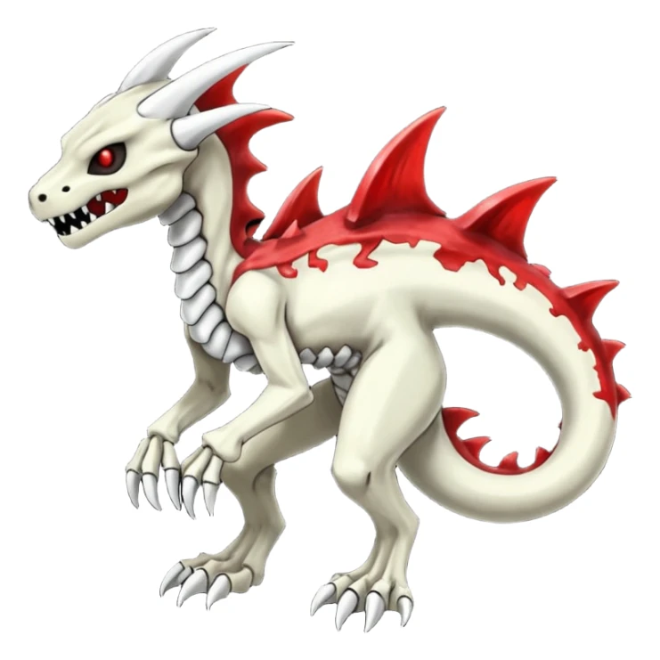 Shiny White Evil Glowing Eldritch Skeletal Creepy Edgy Badass Cool Marowak-Boneknapper-Salandit-Duskull-Darkdramon-fusion with bloody red markings sticker