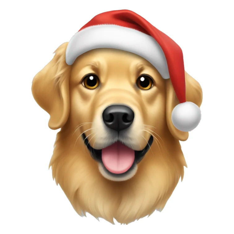golden retriever in christmas hat sticker