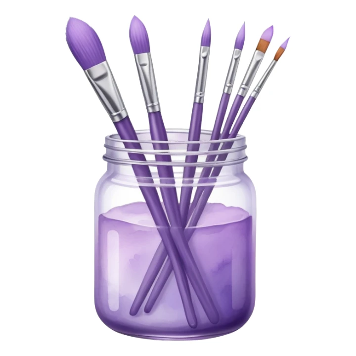 Watercolor set of light purple brushes in a jar sticker
