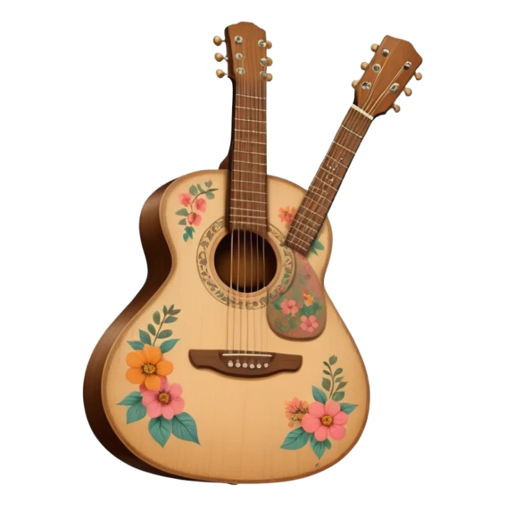 acoustic guitar with delicate indie girl aesthetic sticker