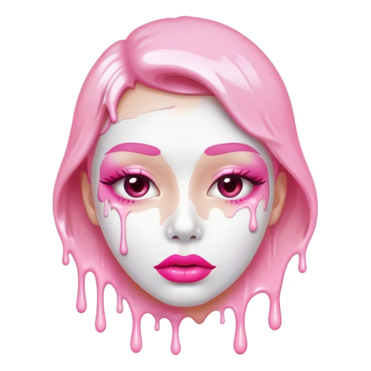 Lots of white paint dripping off Floating pink glossy lips sticker