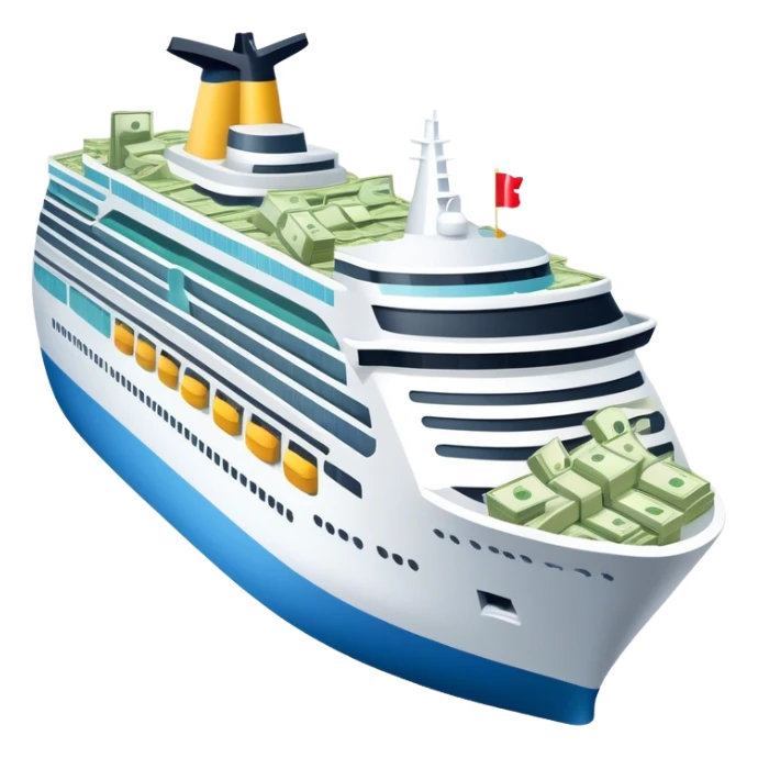 Cruise ship covered in money sticker