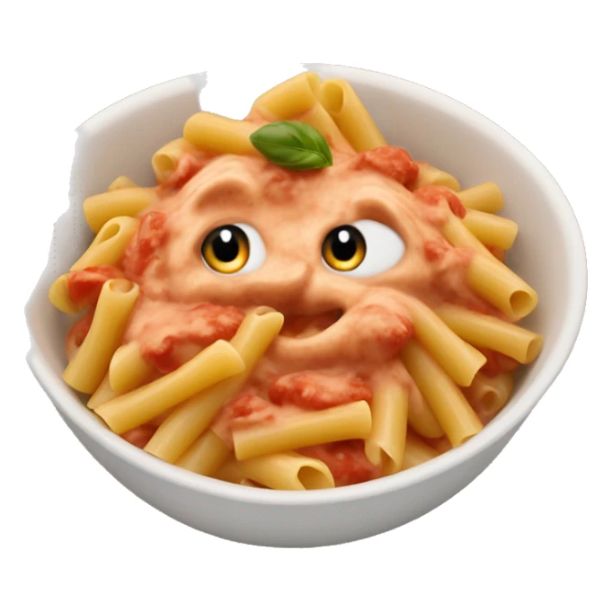 Pasta with tomato cream sauce in bowl sticker