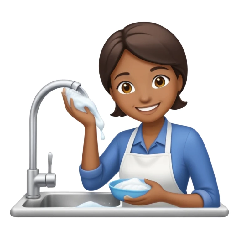 Make an emoji of Amanda hansimikali doing the dishes sticker