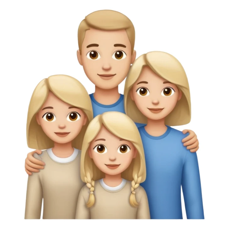brother with two sisters, happy family portrait sticker