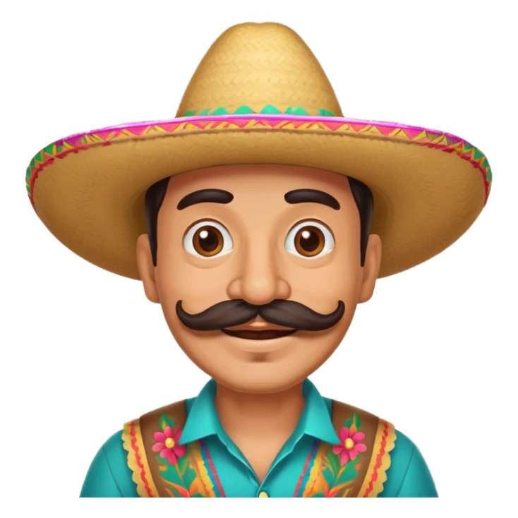 funny Mexican character with a big mustache and sombrero, smiling sticker