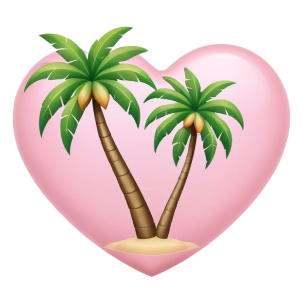 Palm tree and baby pink heart sticker