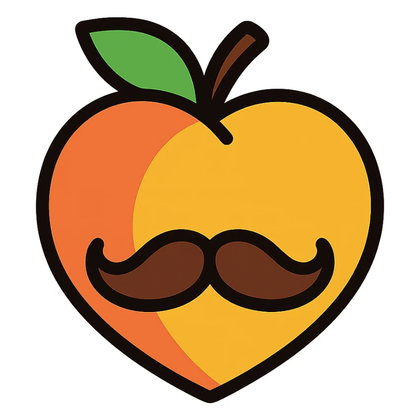 A peach with a mustache, without eyes sticker