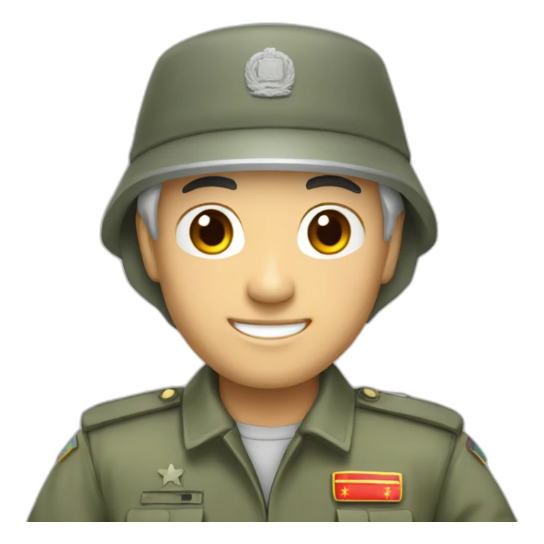 Chinese guy gray hair where soldier uniform thumb up sticker