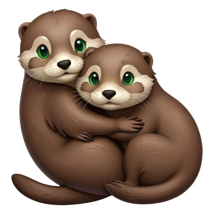 Otter with green eyes and an otter with brown eyes higging sticker