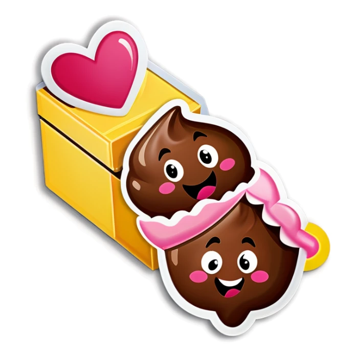 poop emoji valentines chocolate box sticker