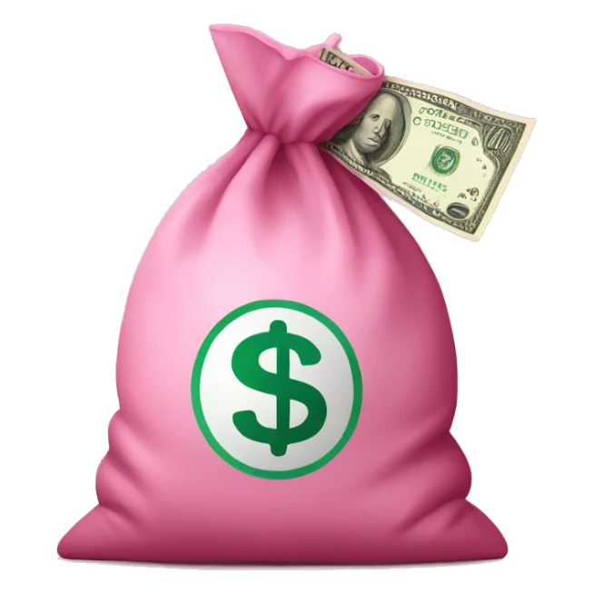 Pink money bag with dollar symbol on it  sticker
