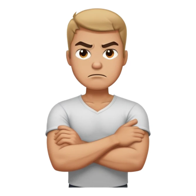 Arms crossed holding neck angry guy sticker