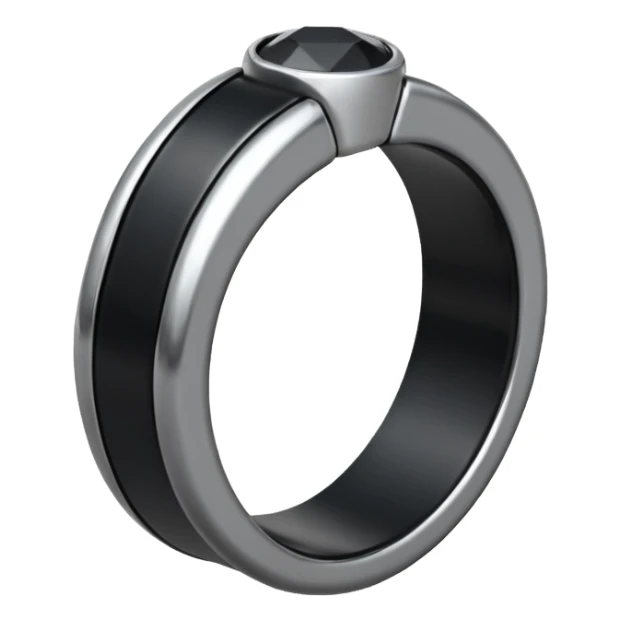 iOS emoji, minimal dark fantasy ring, black metal, flat sticker