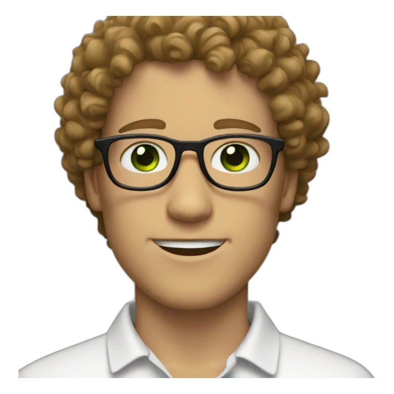 White guy with glasses green eyes and curly hair sticker