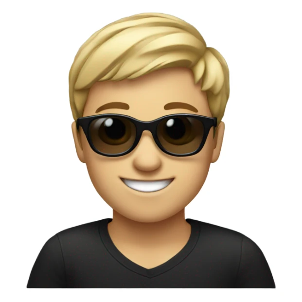 smiling boy in black shirt wearing sunglasses sticker