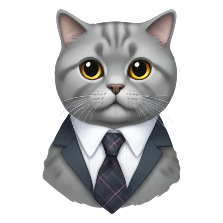 grey scottish fold cat in a tie sticker