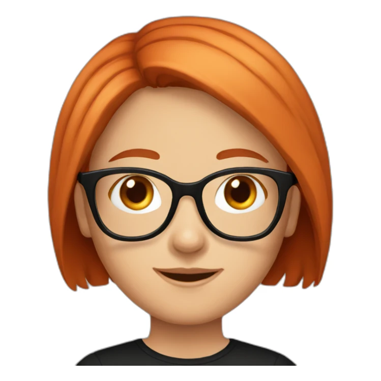 Red straight haired girl glasses black shirt sticker