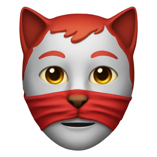 The red mask above the cat's head sticker