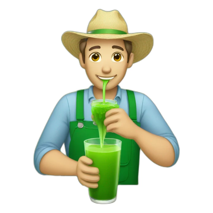 Male farmer drinking green juice sticker