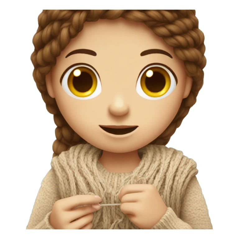 Brown hair girl knitting sticker