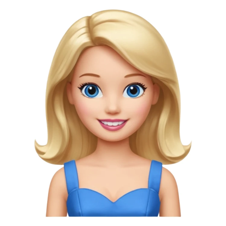 barbie girl dress blue color, half body sticker