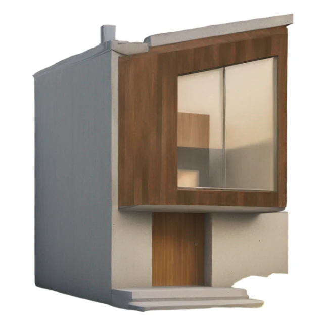 Small modern house made from concrete and wooden  sticker